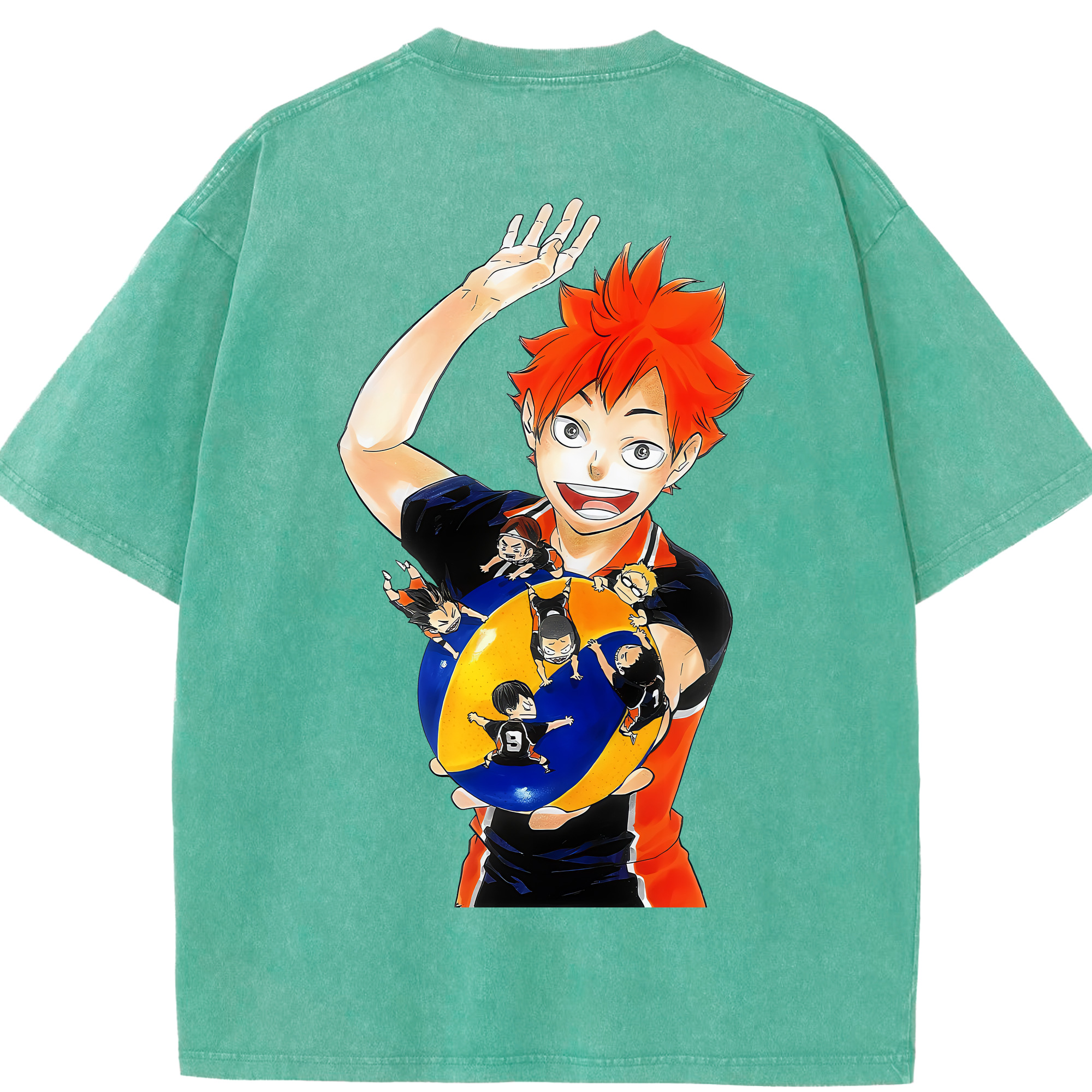 （画像用） ハイキュー!! Haikyu!! 綿100% ヴィンテージ風 半袖Tシャツ（背面プリント）